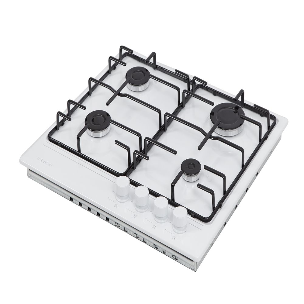 Газовая варочная панель LuxDorf H60V40W450, материал панели Эмалированая сталь, цвет белый ,материал решетки: Эмалированная сталь