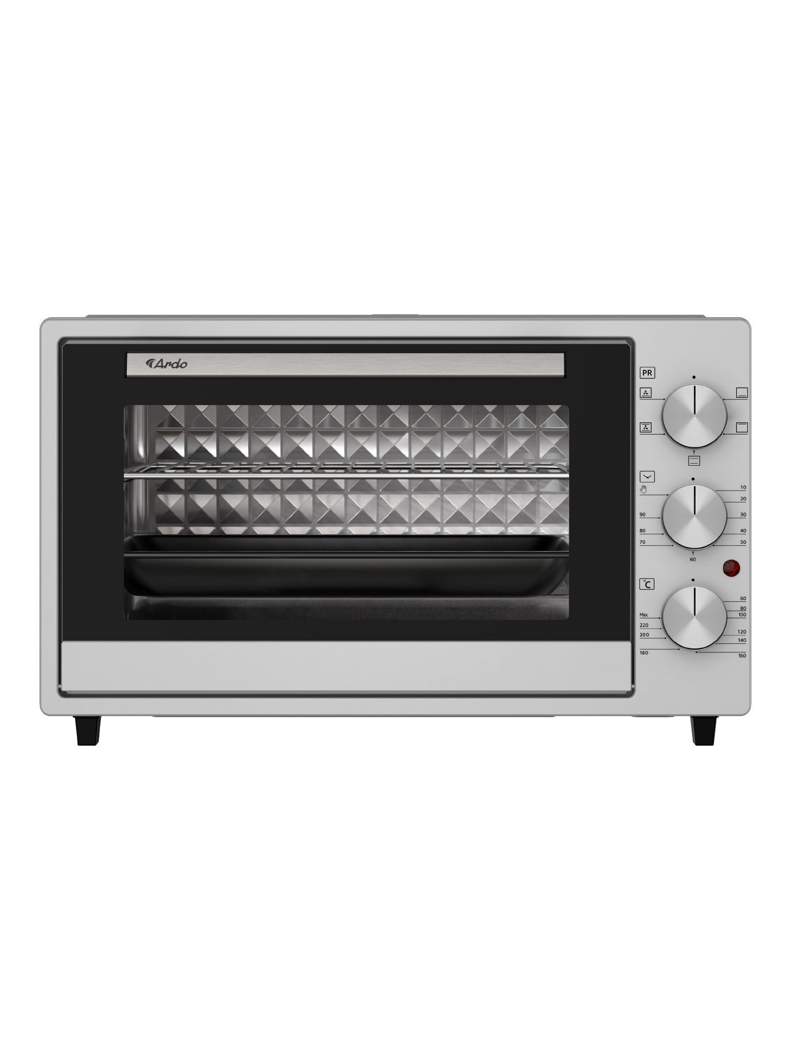 Мини-печь Ardo MO3851S2 5 режимов, конвекция, 38 л, 2 противня + хромированная решетка, таймер