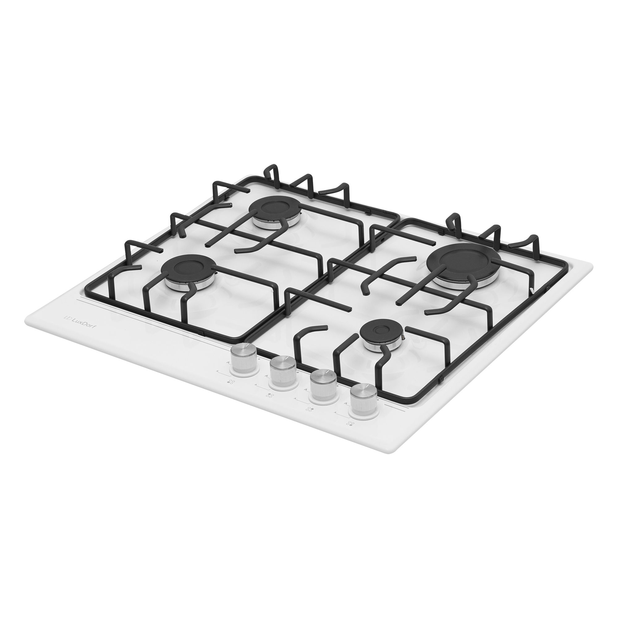 Газовая варочная панель LuxDorf H60V41W551, материал панели Эмалированая сталь, цвет белый ,материал решетки: Эмалированная сталь