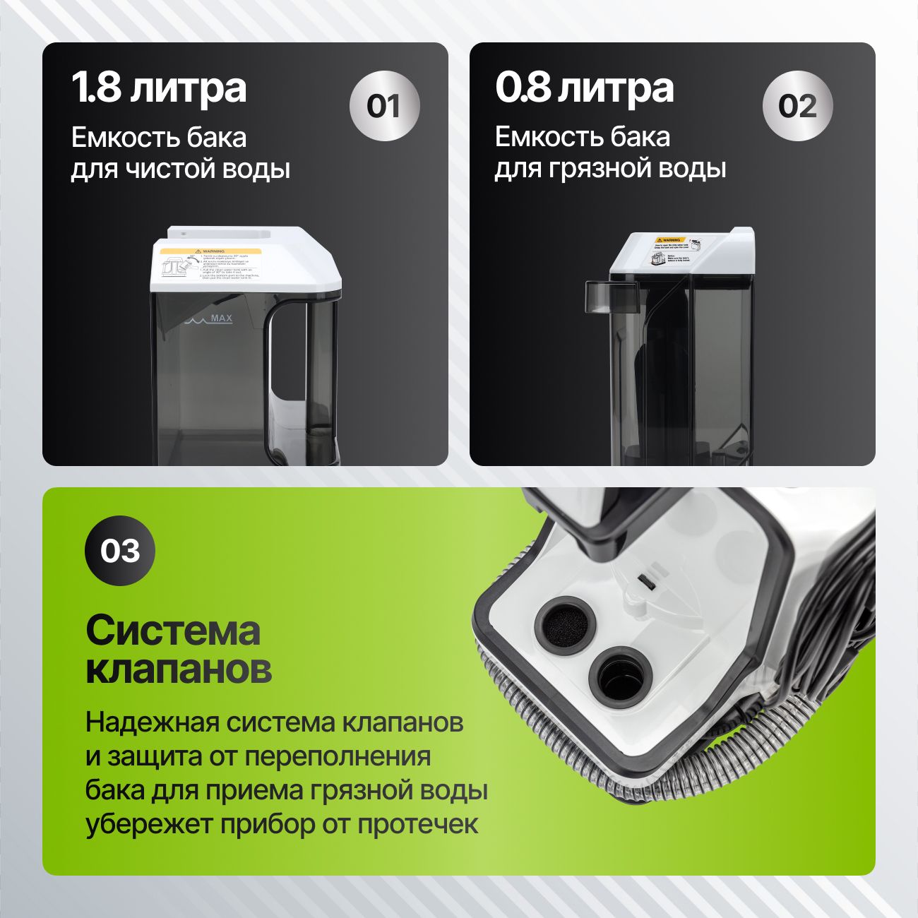 Моющий пылесос KIWI KCC-4322 для химчистки ковров, мягкой мебели, салона авто, мягких игрушек, для всех видов загрязнений