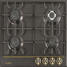 Газовая варочная панель LuxDorf H60V41L551, материал панели Эмалированая сталь, цвет ретро антрацит ,материал решетки: Эмалированная сталь