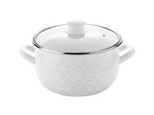 Эмалированная кастрюля EMALIA DIAMOND 3 л, диаметр 18 см, стеклянная крышка, индукция, белый