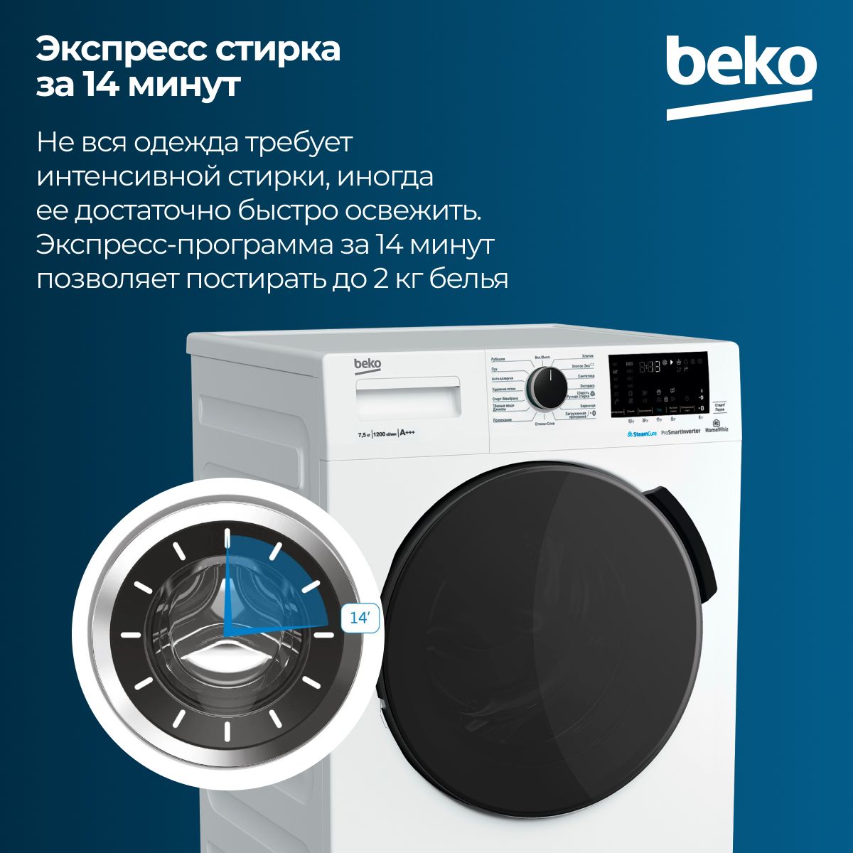 Стиральная машина Beko WSPE7H616W белый цвет