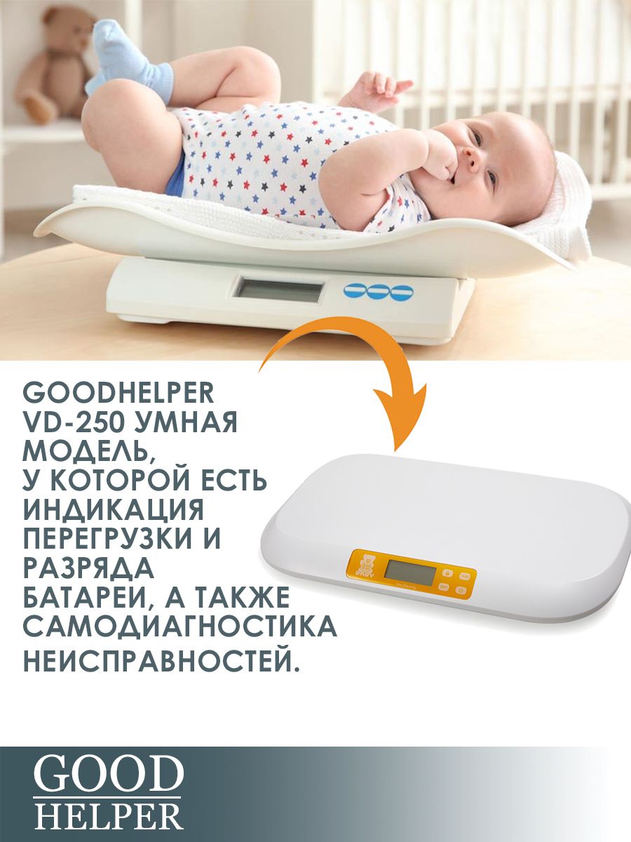 Напольные детские весы электронные GOODHELPER BD-S27, белый, батарейка в комплекте