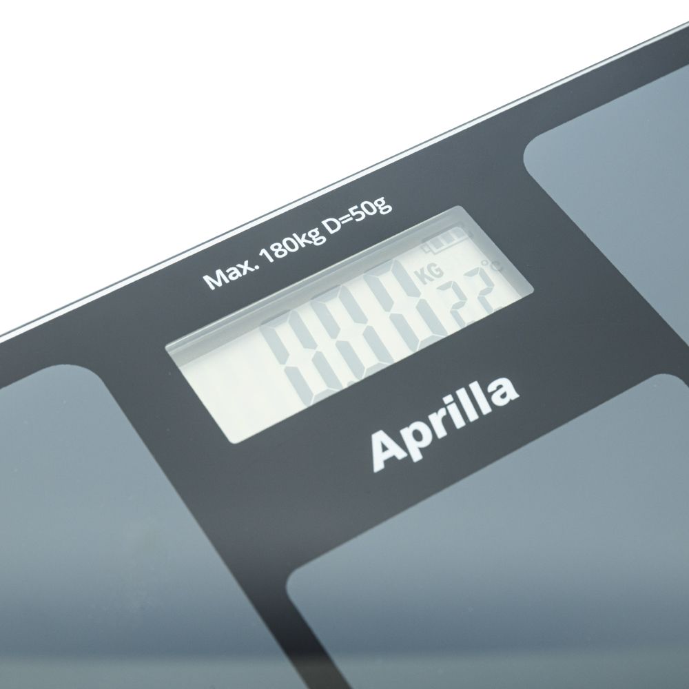Электронные напольные весы Aprilla ABS-1033 с индикатором температуры и батареи, закаленное стекло