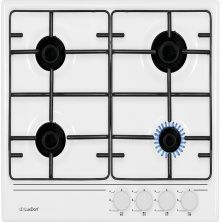 Газовая варочная панель LuxDorf H60V40W450, материал панели Эмалированая сталь, цвет белый ,материал решетки: Эмалированная сталь