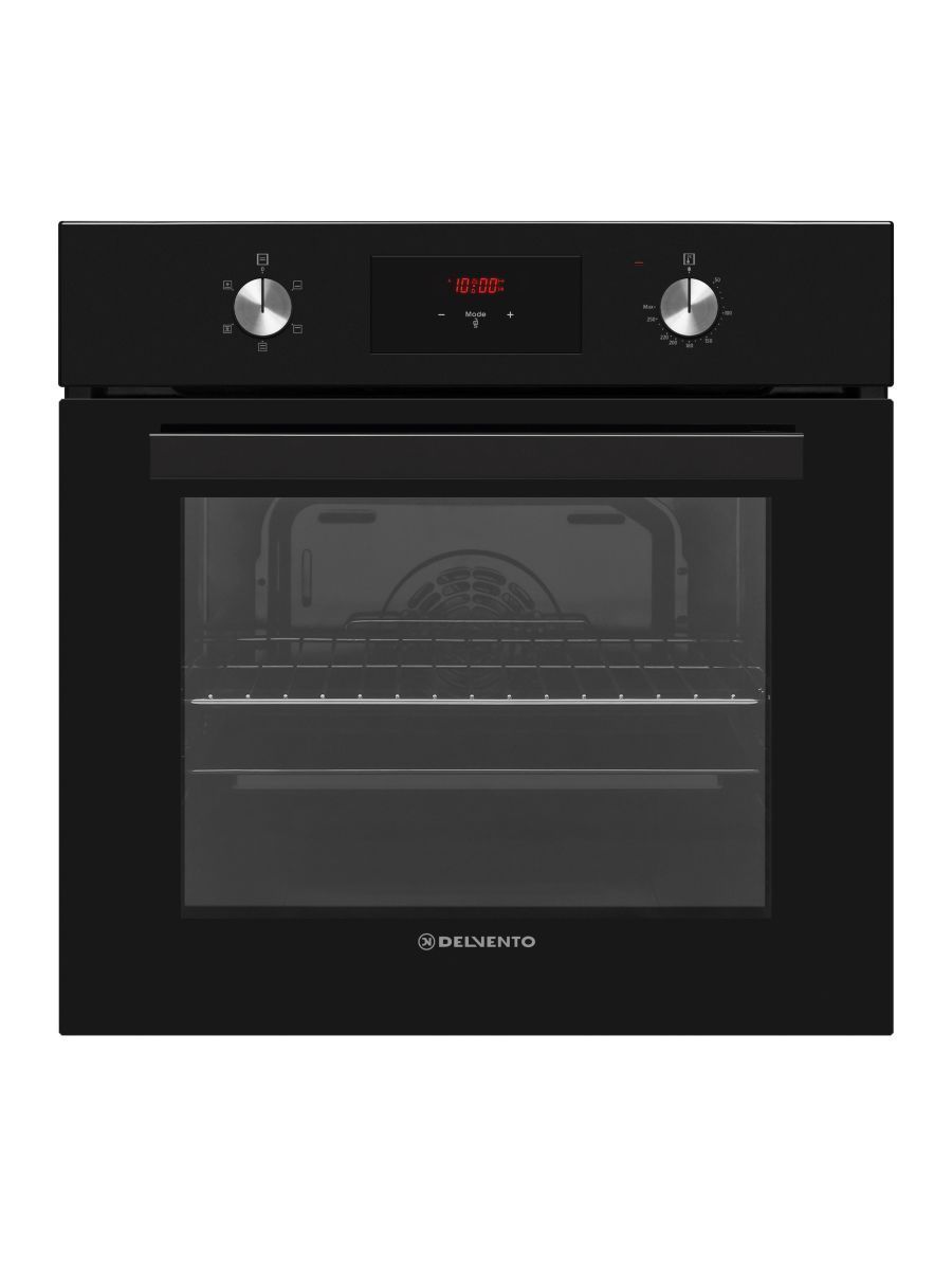 Духовой шкаф 60 см DELVENTO V6EB55000, 65 л, 5 функций, Конвекция, Таймер 24 ч + часы, Двойное стекло, черный