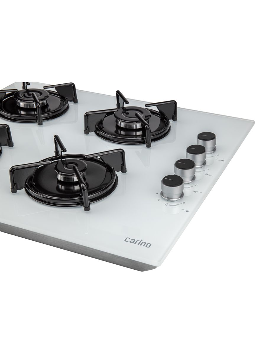 Газовая варочная панель CARINO CH60K40C111 60 см, газ-контроль, закаленное стекло, автоматический розжиг