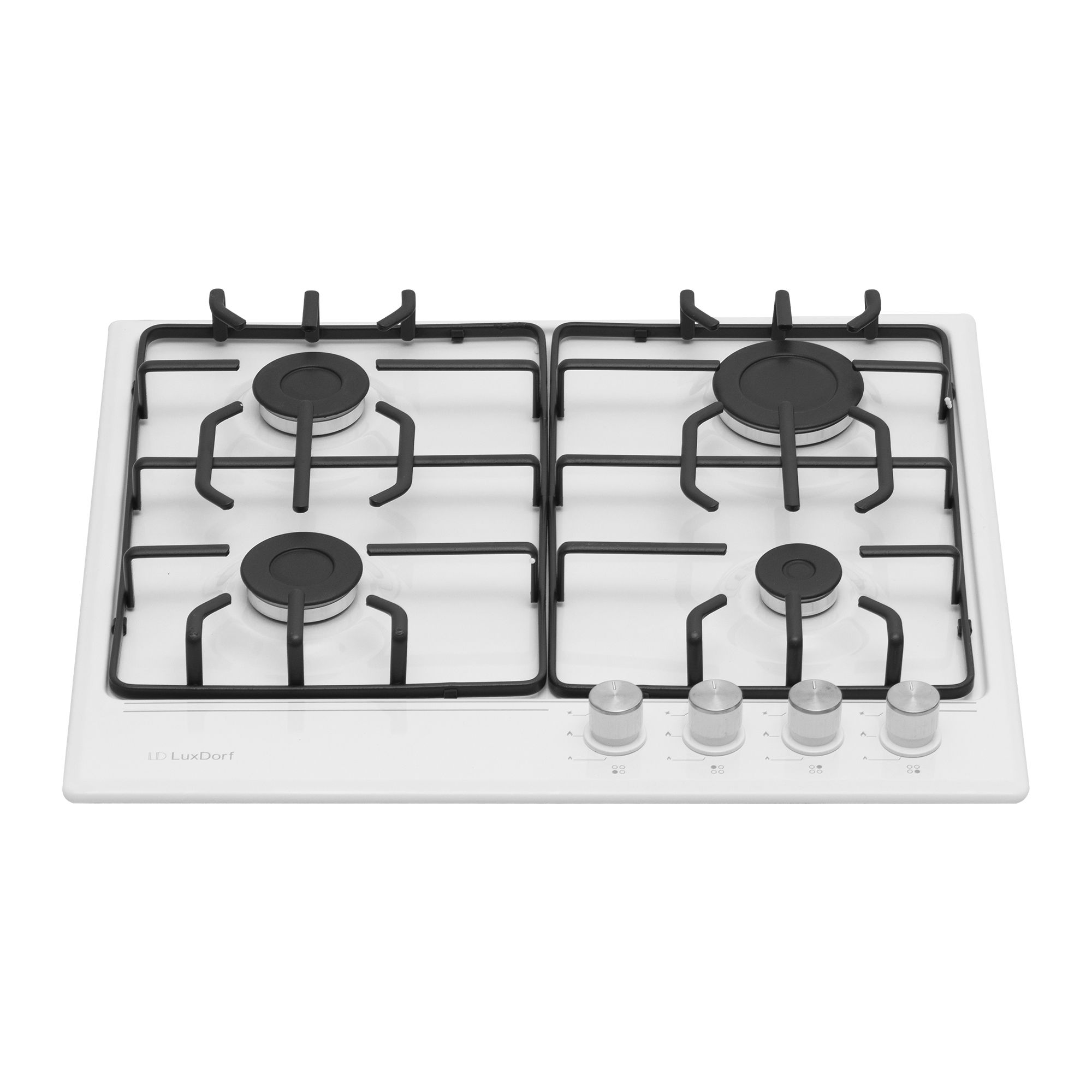 Газовая варочная панель LuxDorf H60V41W551, материал панели Эмалированая сталь, цвет белый ,материал решетки: Эмалированная сталь