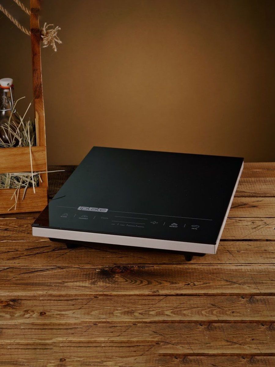 Компактная настольная индукционная плита iPlate YZ-T24 max 2000 Вт , выдерживает вес до 80 кг, сенсорное управление, таймер до 24ч, черное закаленное стекло