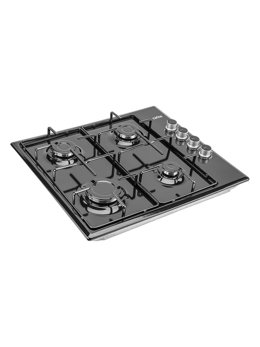 Газовая варочная панель CARINO CH60Q40B401 60 см, газ-контроль, автоматический розжиг, эмалированные решетки