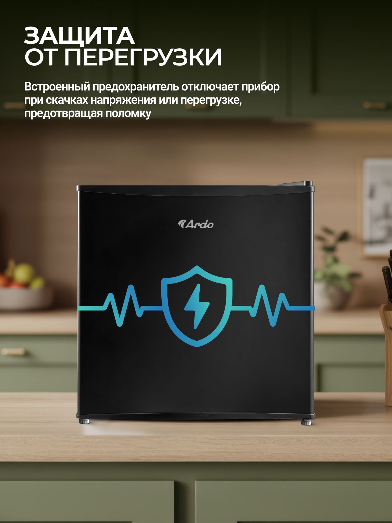 Холодильник однокамерный Ardo REA24745B2 43 л, Класс A+, полки из закаленного стекла