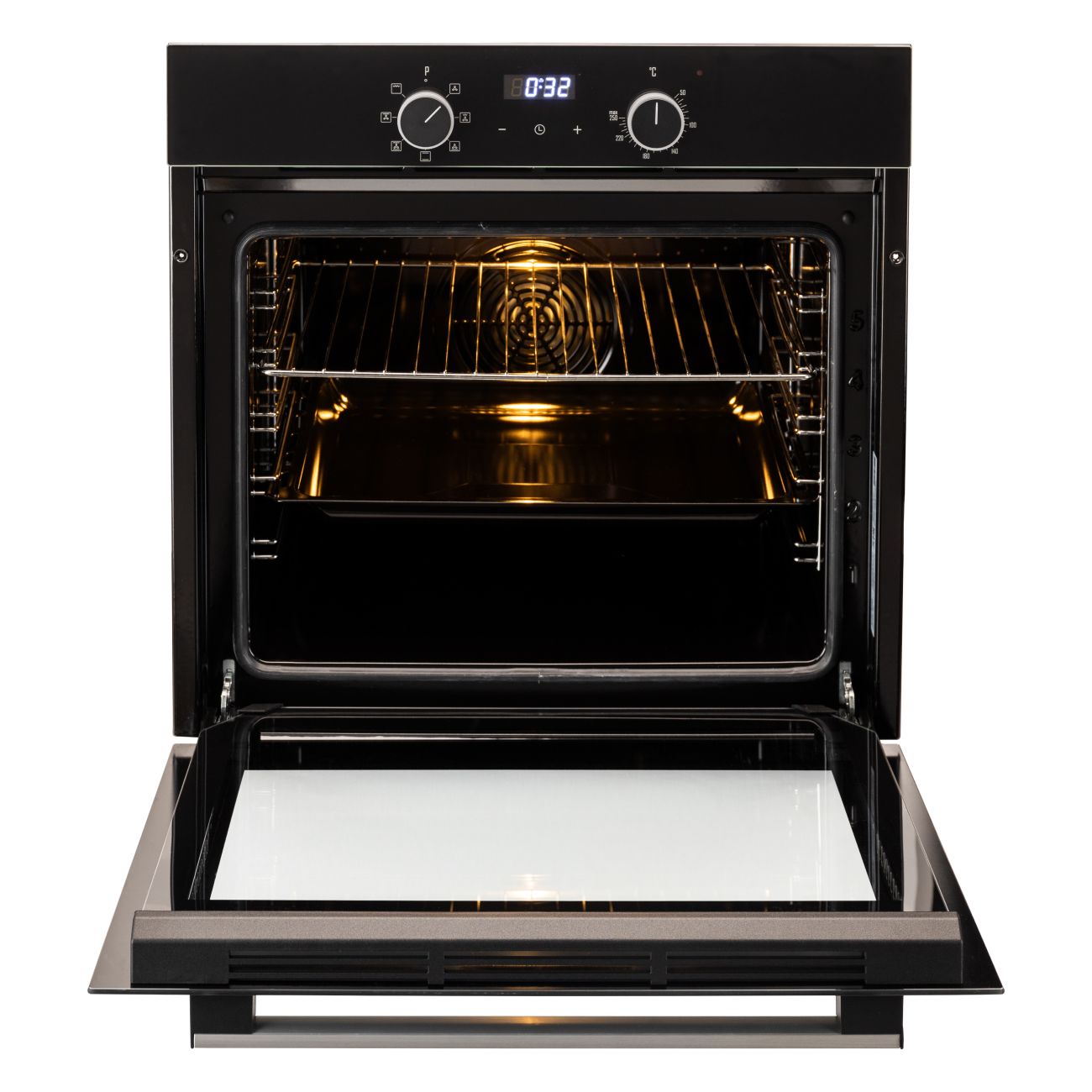 Встраиваемый электрический духовой шкаф CARINO CB6EB56016 60 см, 73л, конвекция, гриль, двойное стекло, черный