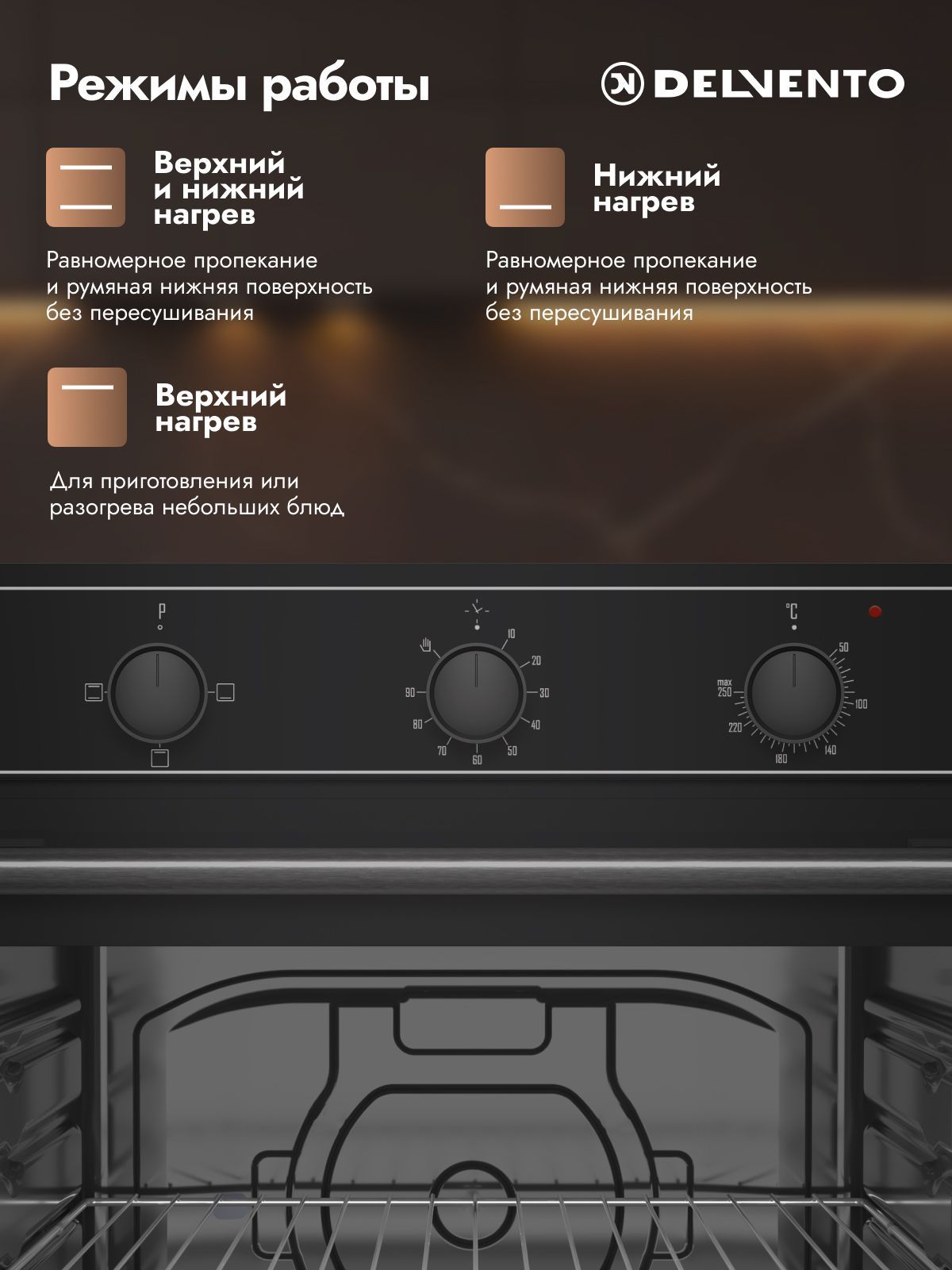Встраиваемый духовой шкаф 60 см Delvento V6EB14000 черный