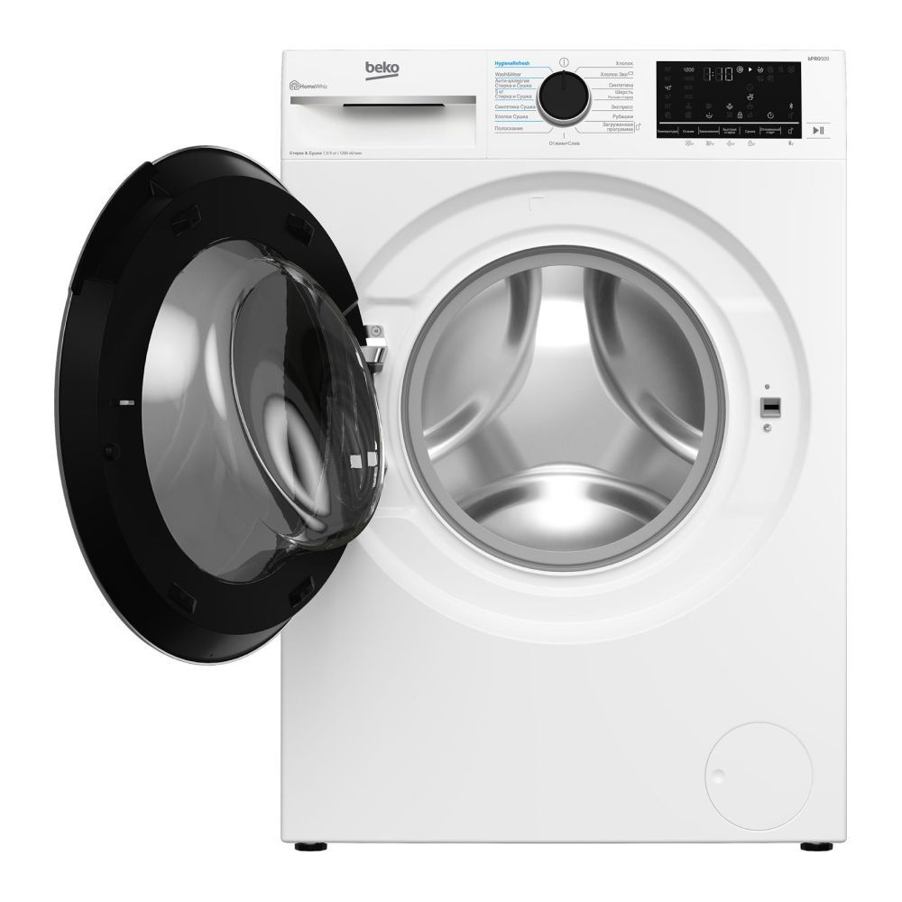 Стирально-сушильная машина Beko B3DFR57H23W, белый, черный
