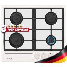 Газовая варочная панель LuxDorf H60V40W550, материал панели Эмалированая сталь, цвет белый ,материал решетки: Чугун