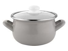 Эмалированная кастрюля EMALIA PYZA CAPRI 4,2 л, диаметр 20 см, стеклянная крышка, светло-серый