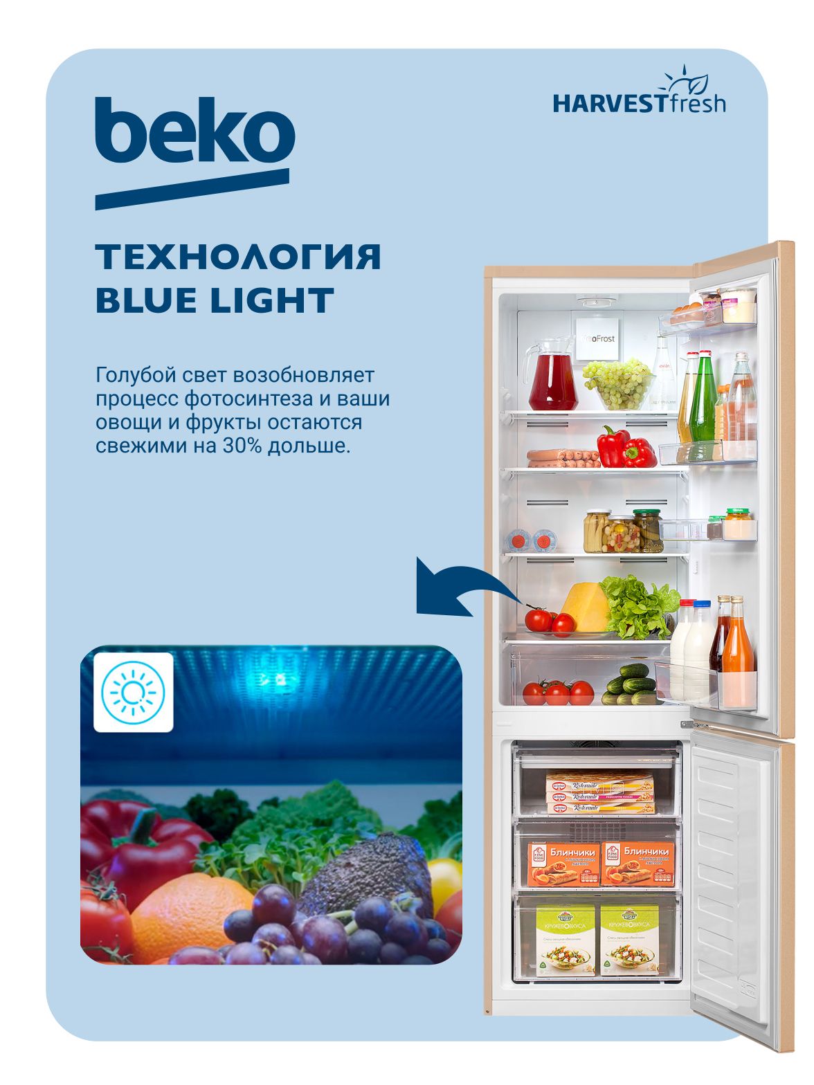 Холодильник с нижней морозильной камерой BEKO RCNK310KC0SB