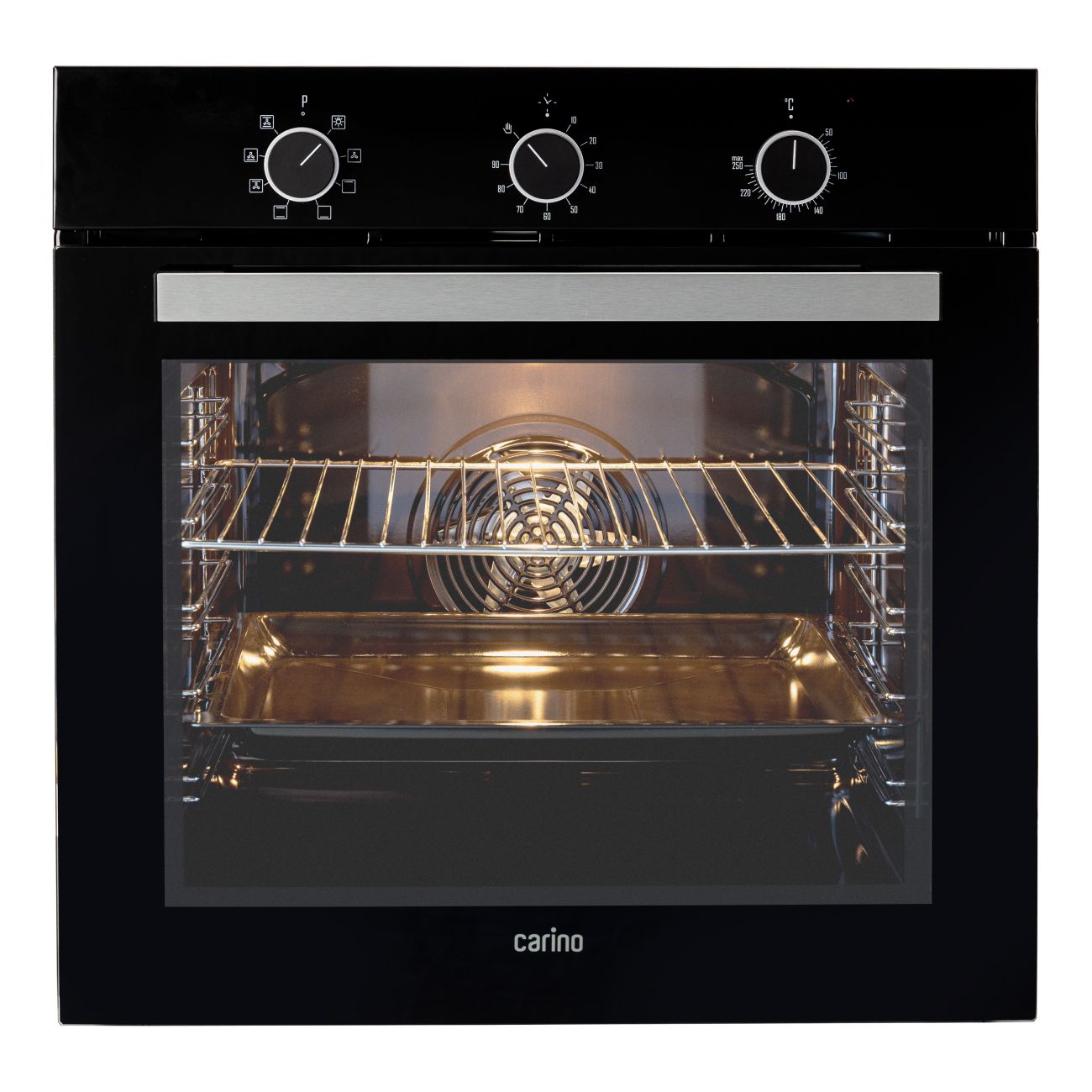 Встраиваемый электрический духовой шкаф CARINO CB6EB16011 60 см, 7 режимов, 80л, конвекция, хром направляющие