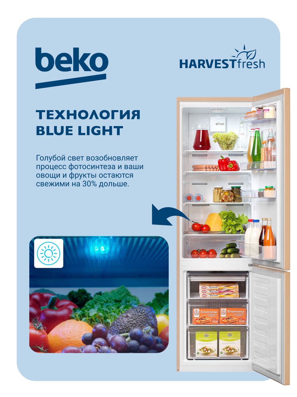 Холодильник с нижней морозильной камерой BEKO RCNK335K20SB