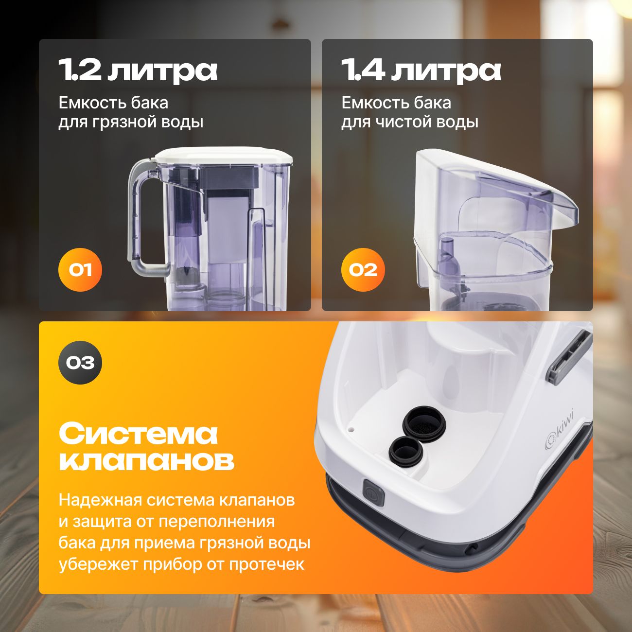 Моющий пылесос KIWI KCC-4320Y для химчистки ковров, мягкой мебели, салона авто, мягких игрушек, всех видов загрязнений
