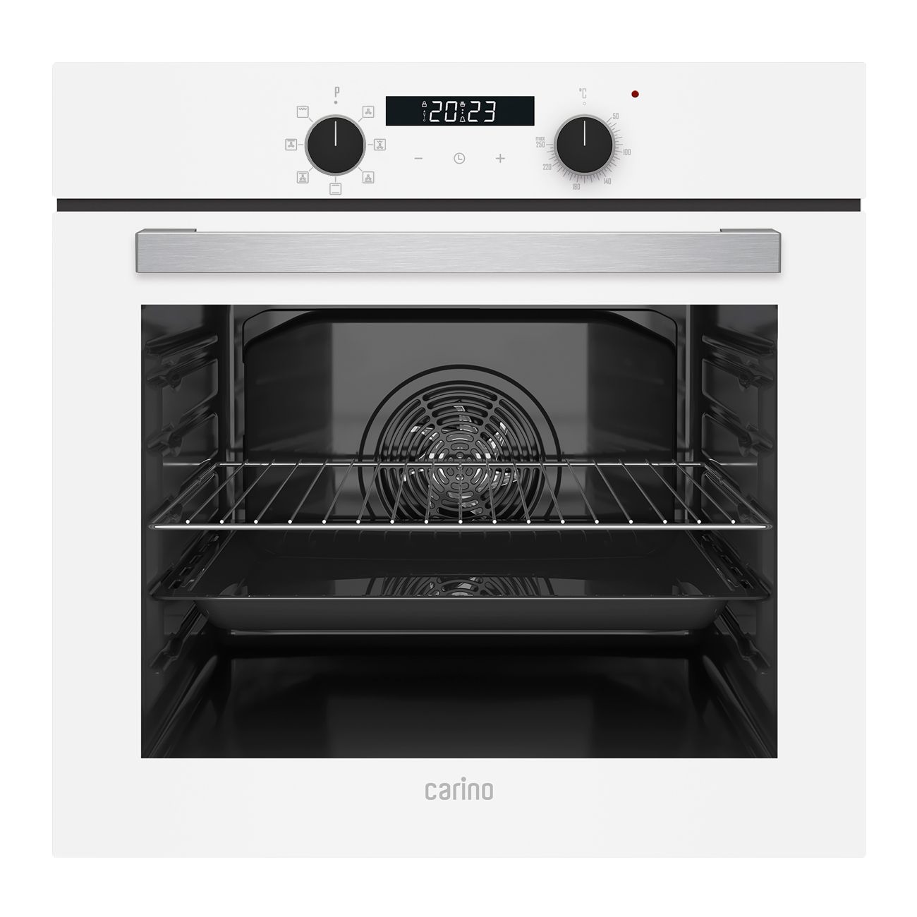 Встраиваемый электрический духовой шкаф CARINO CB6EW56016 60 см, 7 режимов, 73л, конвекция, гриль, двойное стекло, белый