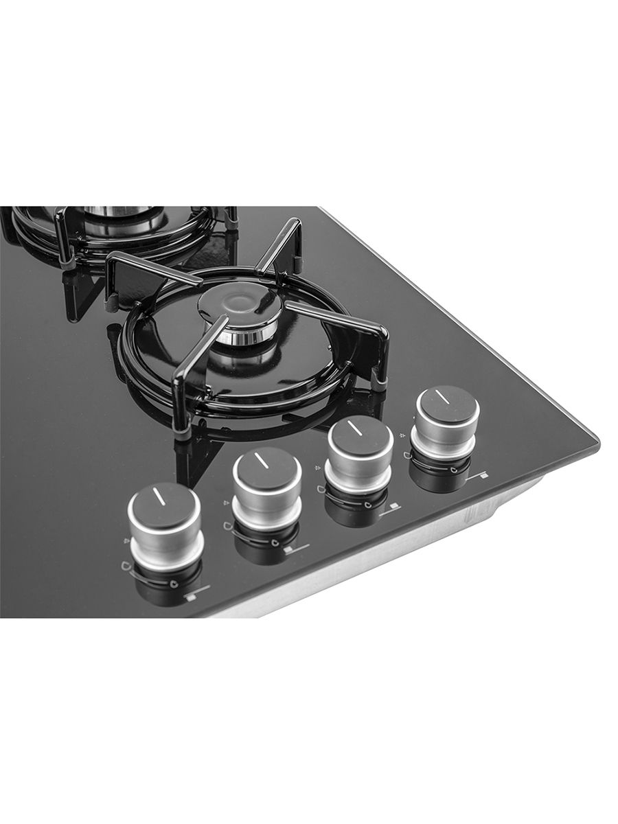 Газовая варочная панель CARINO CH60N40B570 60 см, газ-контроль, закаленное стекло, автоматический розжиг