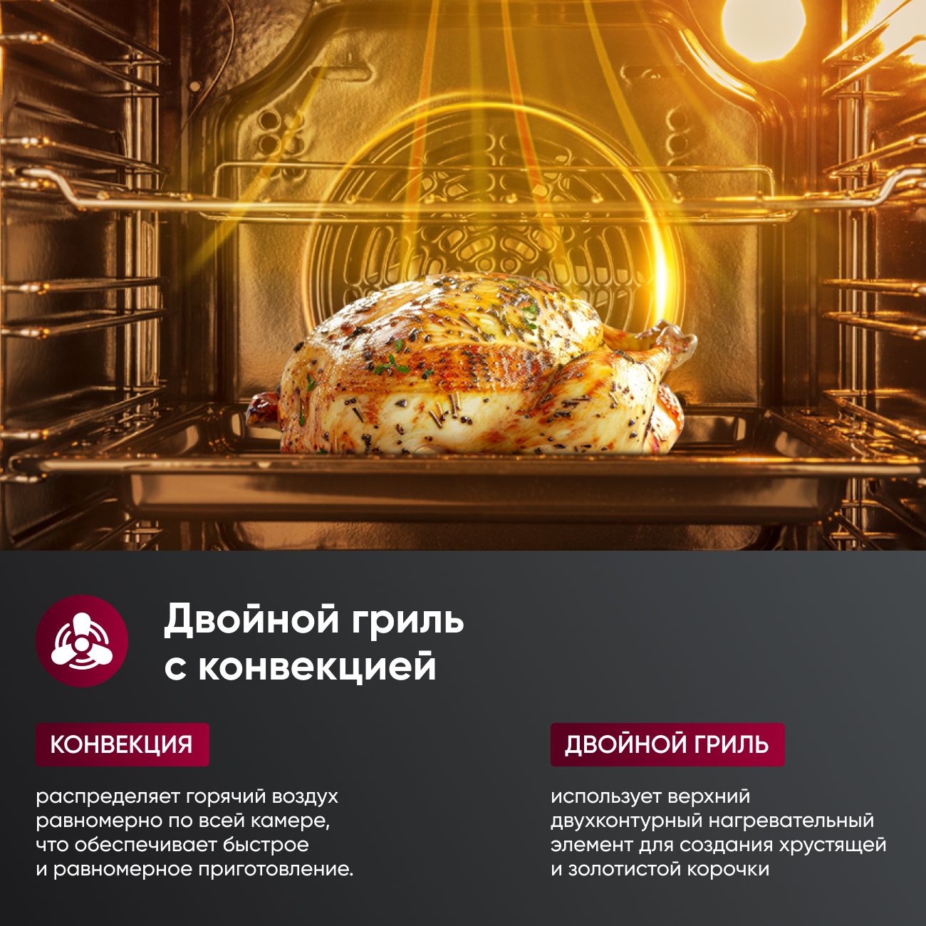 Встраиваемый духовой шкаф Gressel U6ES69000 60 см, 70 л, 10 режимов, двойной ГРИЛЬ, разморозка, конвекция, утапливаемые ручки, таймер + противень WELLFRY