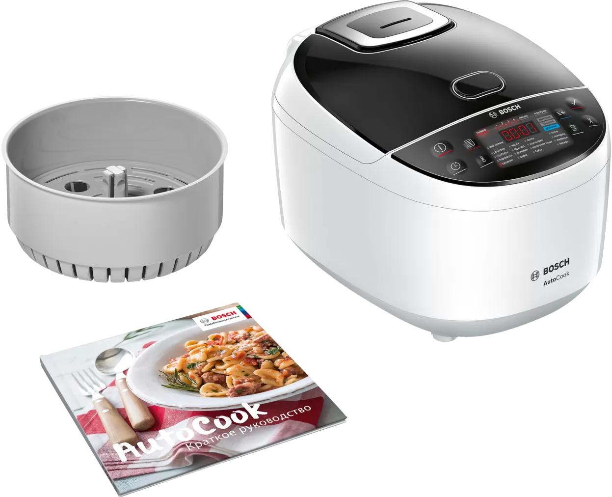 Мультиварка Bosch MUC11W12, Чаша 5 литров, дисплей, ручной выбор времени приготовления