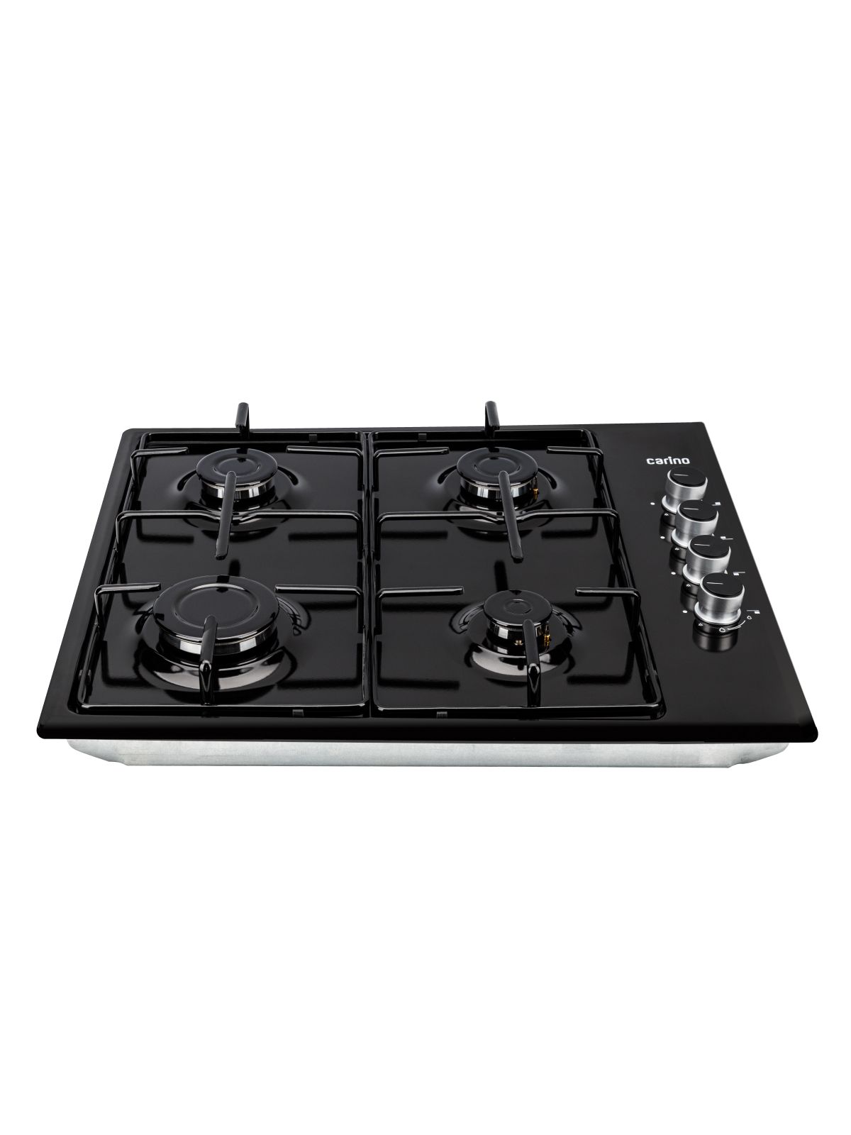 Газовая варочная панель CARINO CH60Q40B401 60 см, газ-контроль, автоматический розжиг, эмалированные решетки