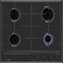 Газовая варочная панель LuxDorf H60V40B450, материал панели Эмалированая сталь, цвет черный ,материал решетки: Эмалированная сталь