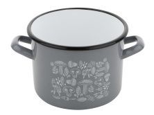Эмалированная кастрюля EMALIA PORCINI 2,5 л, диаметр 16 см, индукция, серый