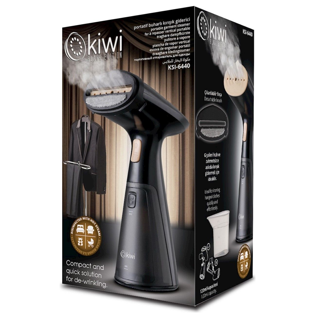 Отпариватель ручной для одежды KIWI KSI-640, 1000 Вт., ручной с защитой от перегрева