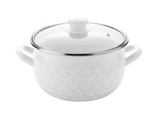 Эмалированная кастрюля EMALIA DIAMOND 4,2 л, диаметр 20 см, стеклянная крышка, индукция, белый