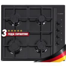 Газовая варочная панель LuxDorf H60Q40B550, материал панели Эмалированая сталь, цвет черный ,материал решетки: Чугун