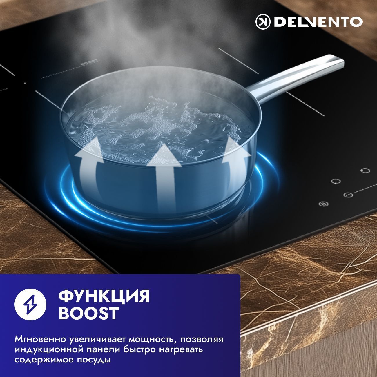 Встраиваемая панель электрическая индукционная 45 см DELVENTO V45I73S210