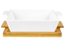 Керамическая форма для запекания Florina MODENO 26 см, квадратная, на бамбуковой подставке, белый