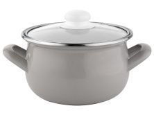 Эмалированная кастрюля EMALIA PYZA CAPRI 5,3 л, диаметр 22 см, стеклянная крышка, светло-серый