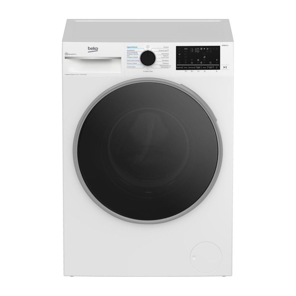 Стирально-сушильная машина Beko B3DFR57H23W, белый, черный