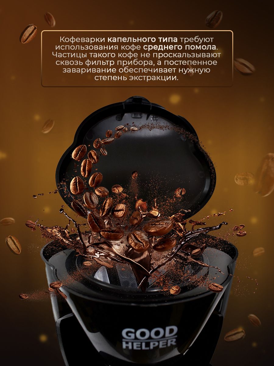 Капельная кофеварка GOODHELPER СМ-D101, 450 Вт, 400 мл, черный
