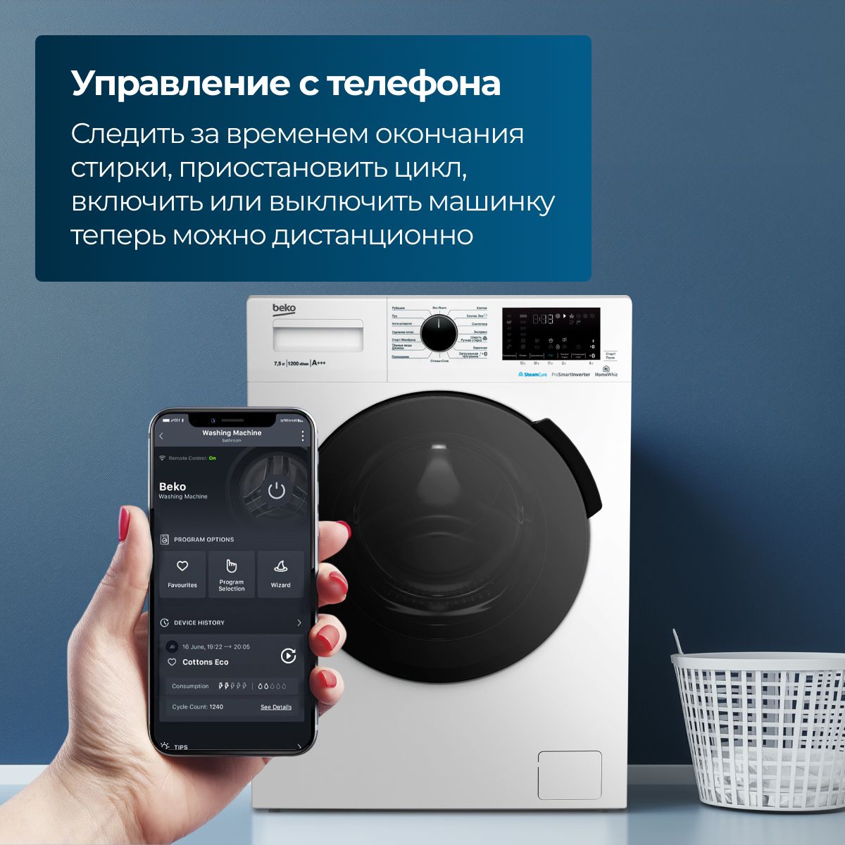 Стиральная машина Beko WSPE7H616W белый цвет