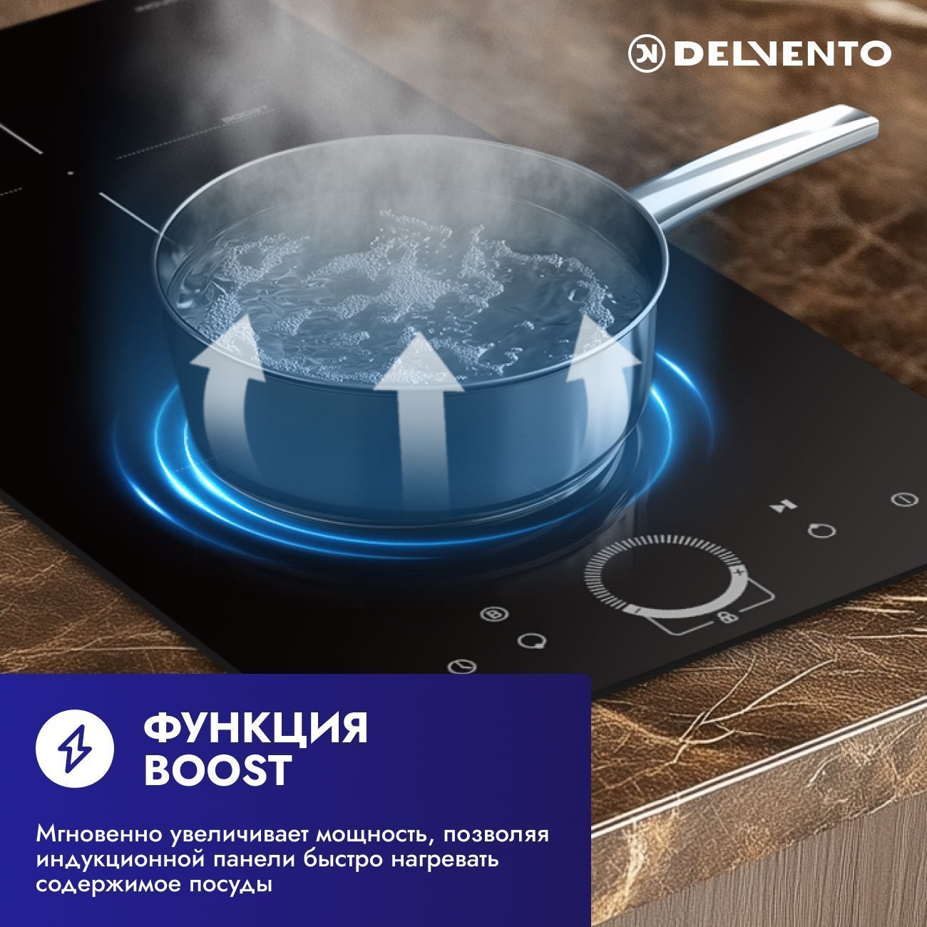 Встраиваемая панель электрическая индукционная 30 см DELVENTO V30I72S200