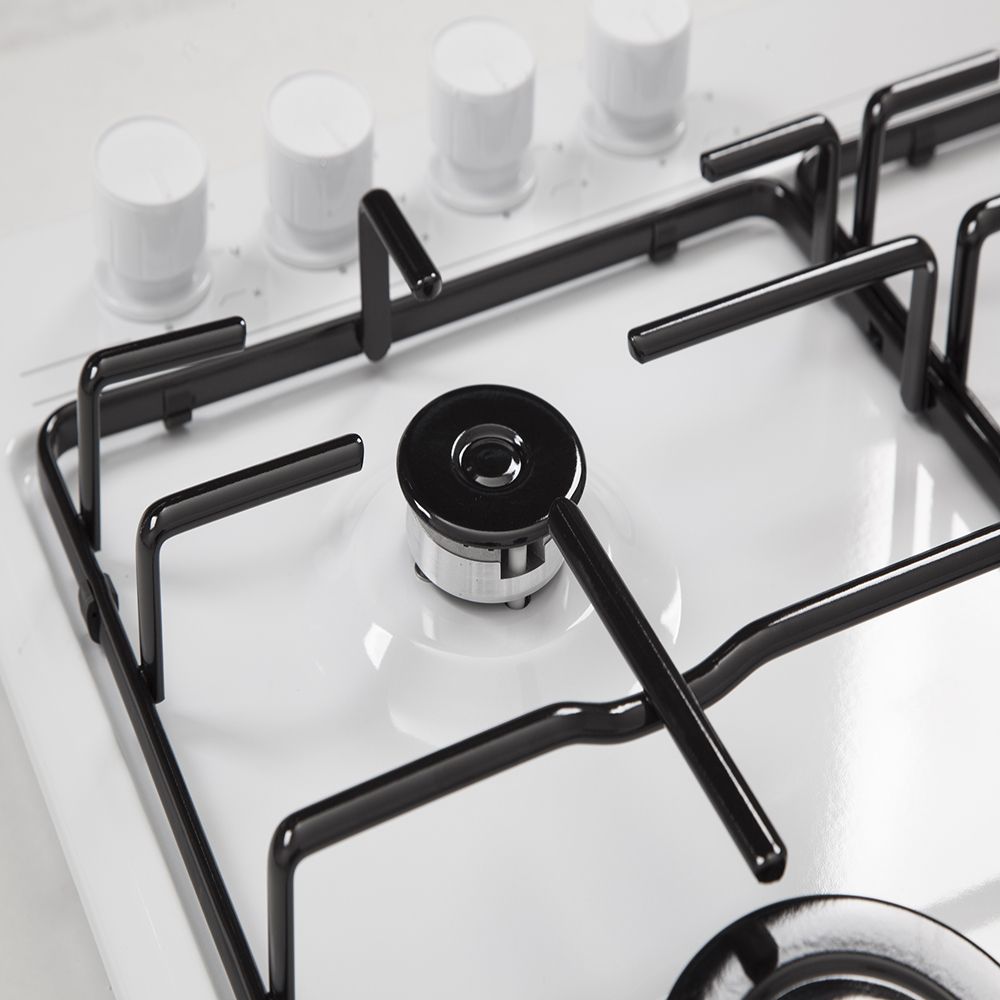 Газовая варочная панель LuxDorf H60V40W450, материал панели Эмалированая сталь, цвет белый ,материал решетки: Эмалированная сталь