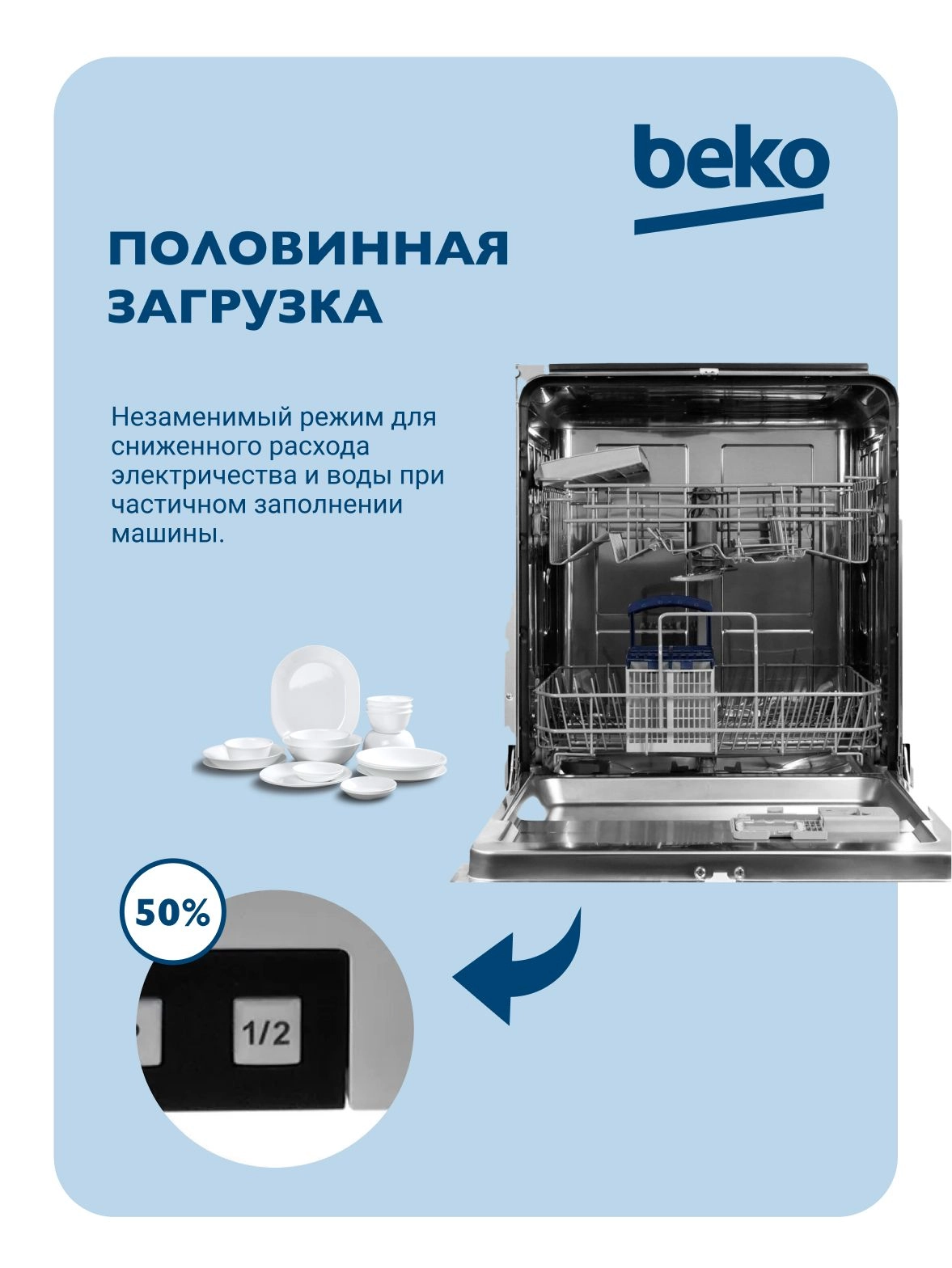 Встраиваемая посудомоечная машина 60 см BEKO BDIN14320