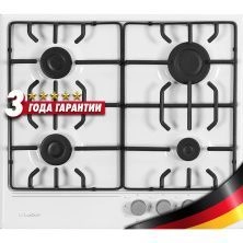 Газовая варочная панель LuxDorf H60V40W451, материал панели Эмалированая сталь, цвет белый ,материал решетки: Эмалированная сталь