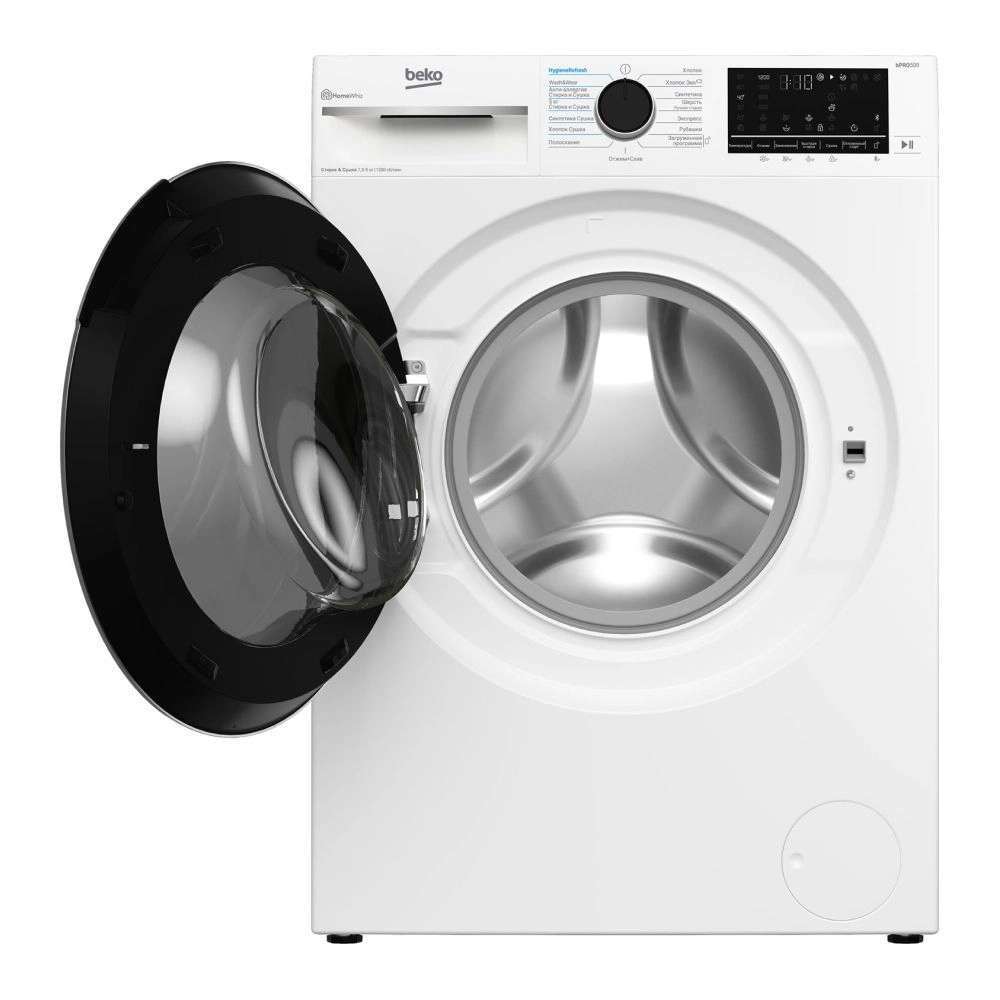 Стирально-сушильная машина Beko B3DFR57H23W, белый, черный