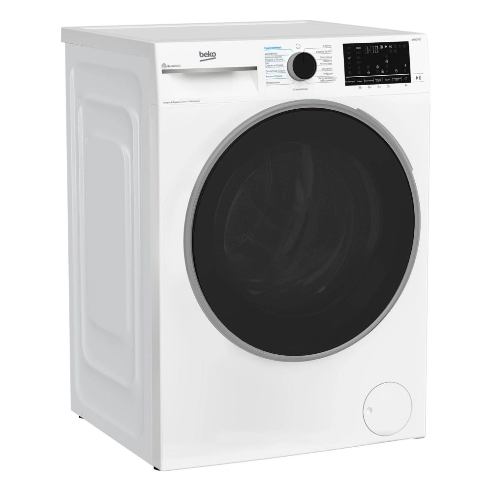 Стирально-сушильная машина Beko B3DFR57H23W, белый, черный