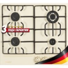 Газовая варочная панель LuxDorf H60V41O551, материал панели Эмалированая сталь, цвет Ретро Бежевый ,материал решетки: Эмалированная сталь