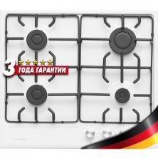 Газовая варочная панель LuxDorf H60V41W551, материал панели Эмалированая сталь, цвет белый ,материал решетки: Эмалированная сталь