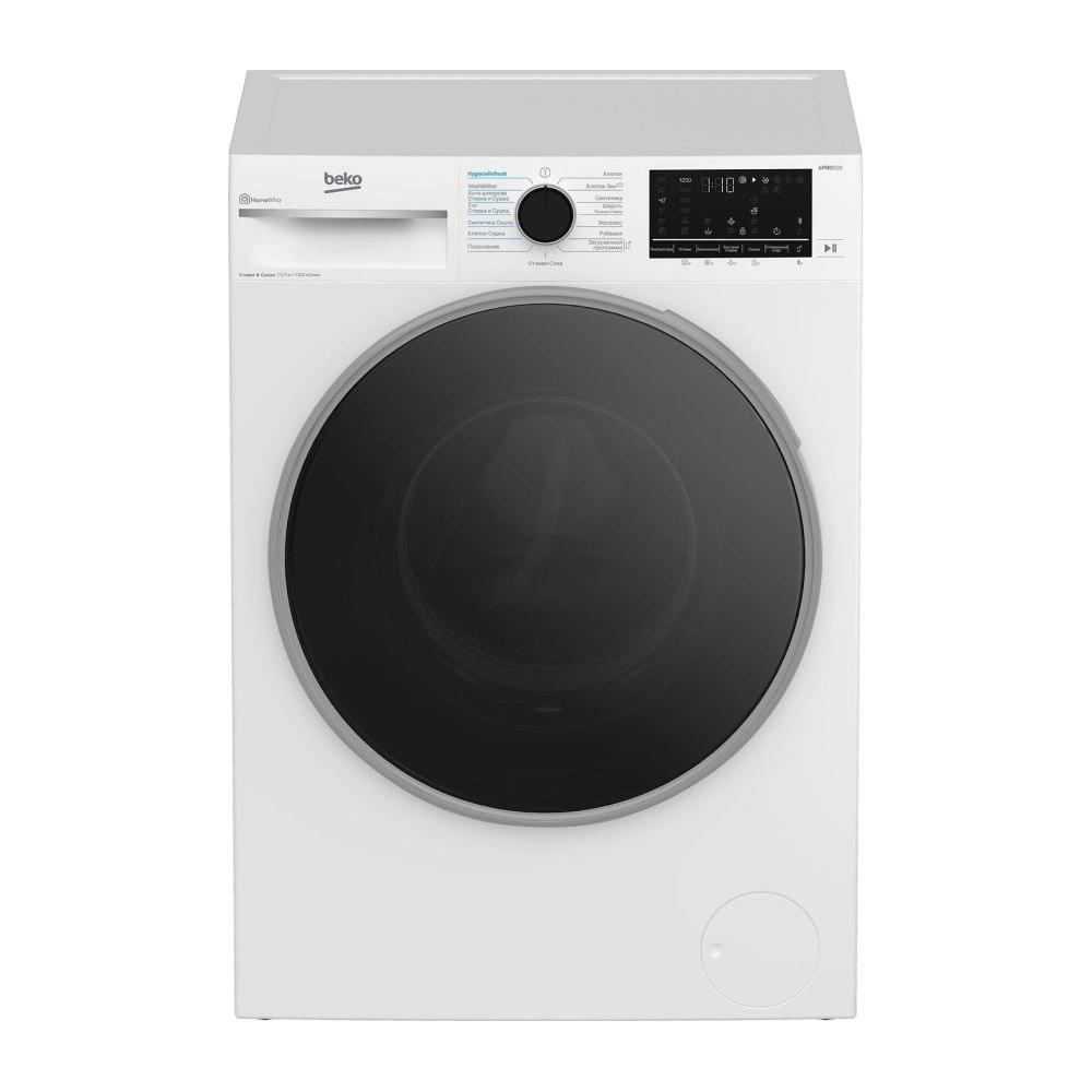 Стирально-сушильная машина Beko B3DFR57H23W, белый, черный